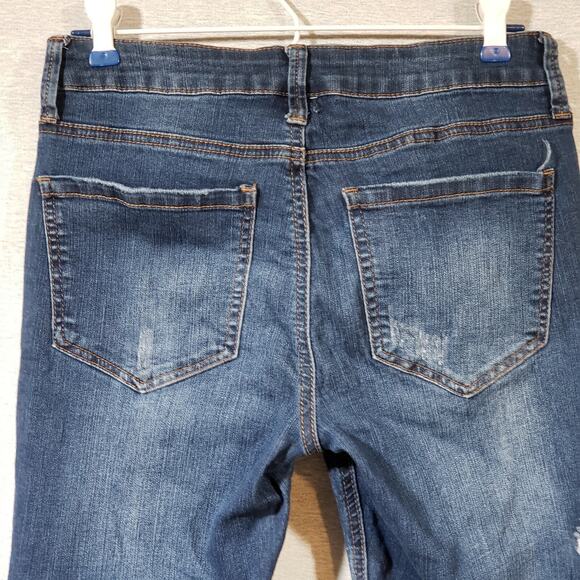 Mudd Y2K Women’s Sz 5 Skinny Jeans Dark Wash Stretch Distressed Denim Y2K Torn - Picture 3 of 10